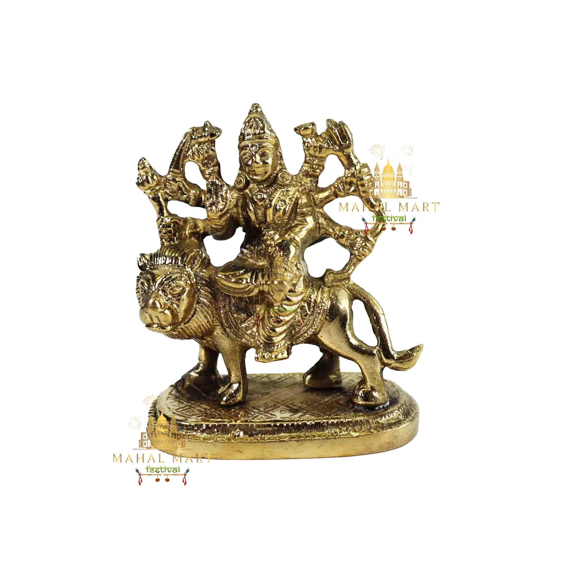 Durga Mata Statue Brass 4inch - Mahal Mart Festival